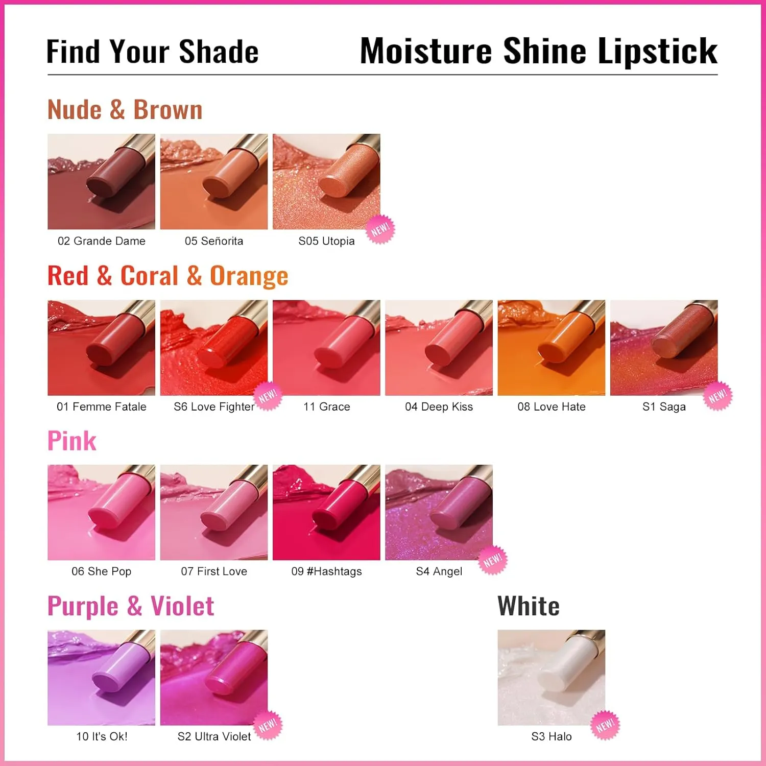 Oulac Moisture Shine Lipsticks Set - Red Orange Purple 3Pcs | Ultra Hydrating Juicy & Glossy, Soild Lip Gloss, Lightweight Smooth, Natural Look Best for Dry, Cracked and Chapped Lips, Vegan (05 06 07)