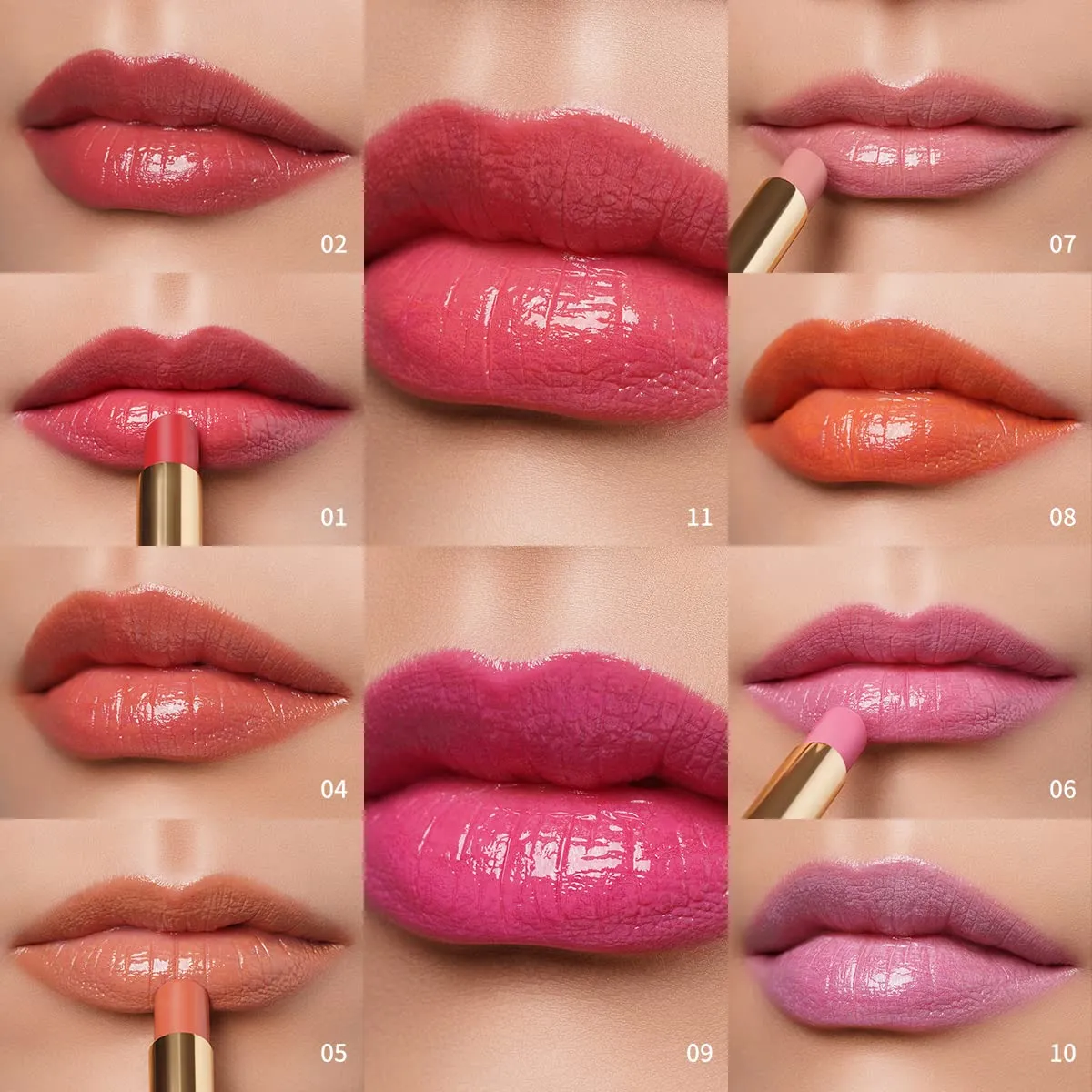 Oulac Moisture Shine Lipsticks Set - Red Orange Purple 3Pcs | Ultra Hydrating Juicy & Glossy, Soild Lip Gloss, Lightweight Smooth, Natural Look Best for Dry, Cracked and Chapped Lips, Vegan (05 06 07)