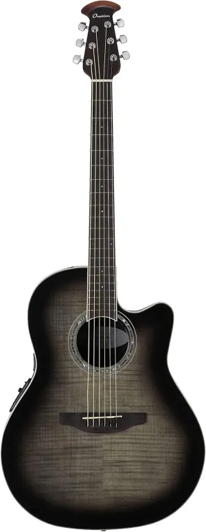 Ovation 6 String Acoustic-Electric Guitar, Right Handed, Trans Black Flame Maple (CS24P-TBBY)