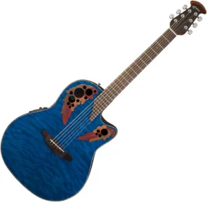 Ovation CE44P-8TQ Acoustic-Electric Guitar, Trans Blue Quilt Maple