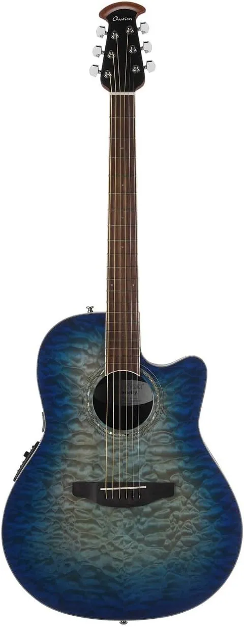 Ovation CS28P-RG Celebrity Standard Exotic Super Shallow Depth, Acoustic-Electric Guitar, Caribbean Blue Burst
