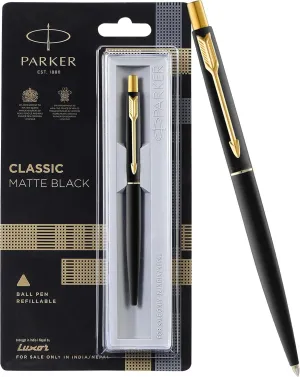 Parker Classic Matte Black Gold Trim Ball Pen