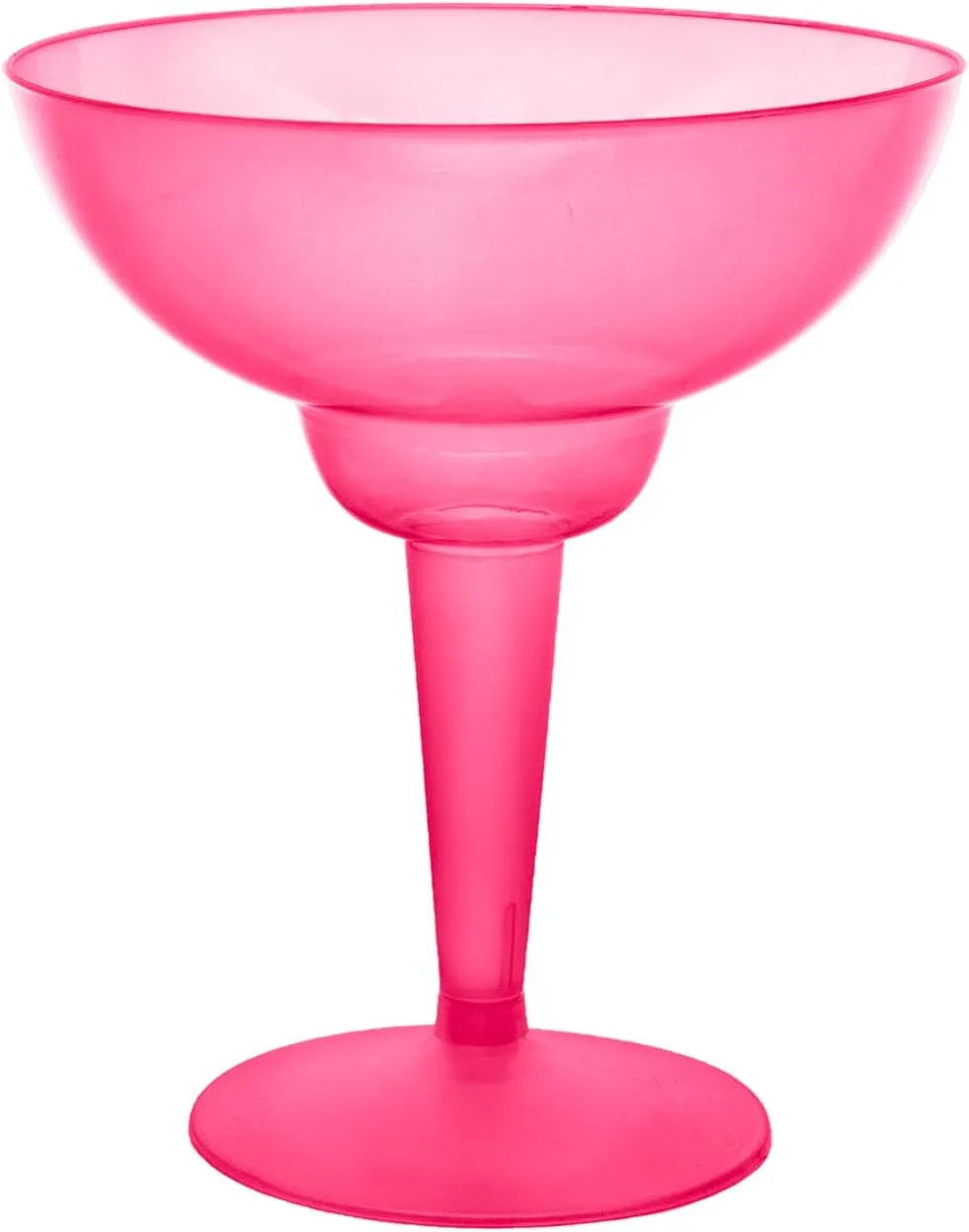 Party Essentials Hard Plastic Two Piece 12-Ounce Margarita Glasses, Neon Pink, 10 Count