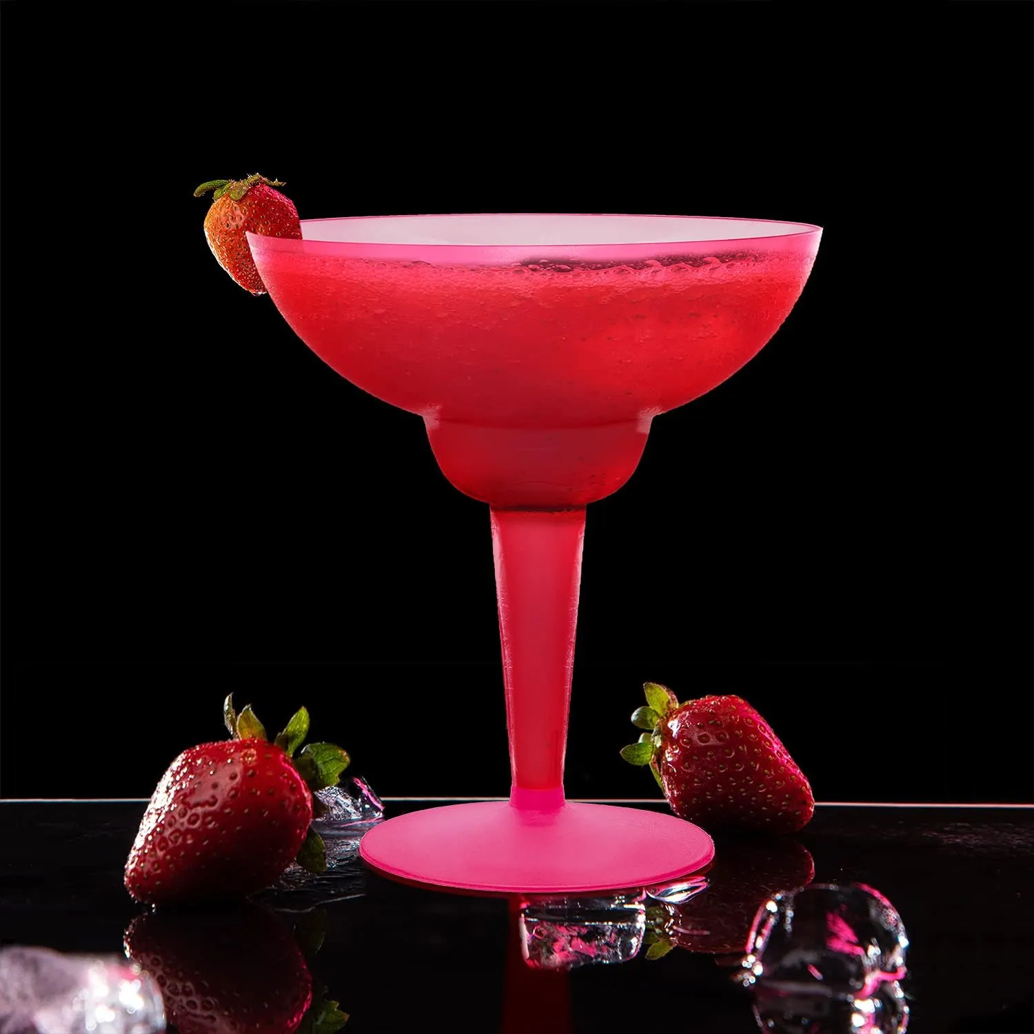Party Essentials Hard Plastic Two Piece 12-Ounce Margarita Glasses, Neon Pink, 10 Count