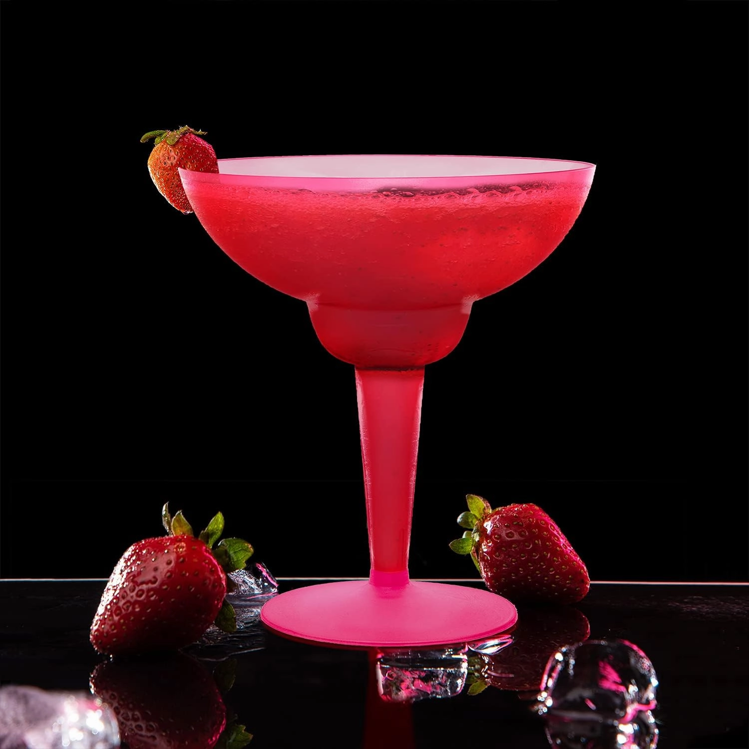 Party Essentials Hard Plastic Two Piece 12-Ounce Margarita Glasses, Neon Pink, 10 Count
