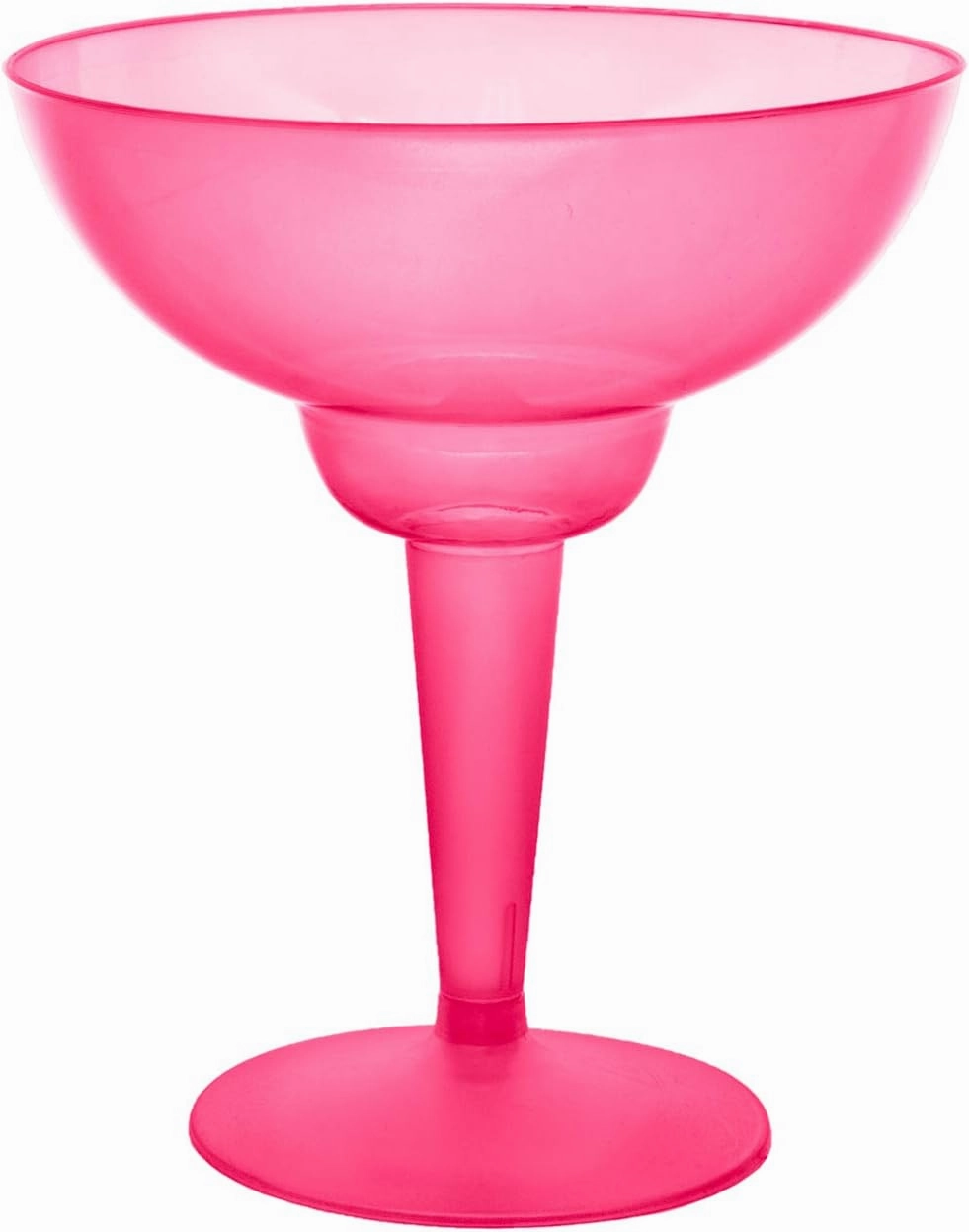 Party Essentials Hard Plastic Two Piece 12-Ounce Margarita Glasses, Neon Pink, 10 Count