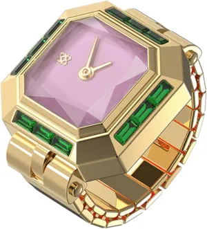 PASCAL Sofia Prism Cocktail Watch Ring, Sugar Cube Gem-Cut Dial, Sapphire Crystal, Stainless Steel Expansion Band, Unisex Finger Watch, Fits US Sizes 6-10, 3ATM Water Resistant, Statement Jewelry Timepiece