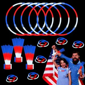 Patriotic Red White Blue Glow Sticks Bulk Party Pack 200 PCS, 4th of July Party Favor Supplies for Kids, Light Up Accessories Gooide Bag Stuffers Decor Toys for Fourth of July, Birthday, Parade Throws