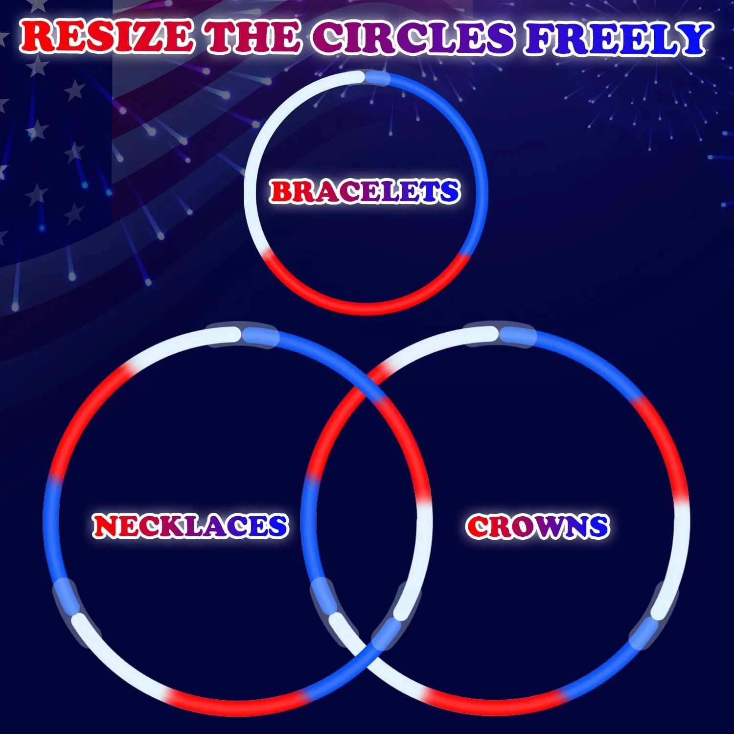 Patriotic Red White Blue Glow Sticks Bulk Party Pack 200 PCS, 4th of July Party Favor Supplies for Kids, Light Up Accessories Gooide Bag Stuffers Decor Toys for Fourth of July, Birthday, Parade Throws