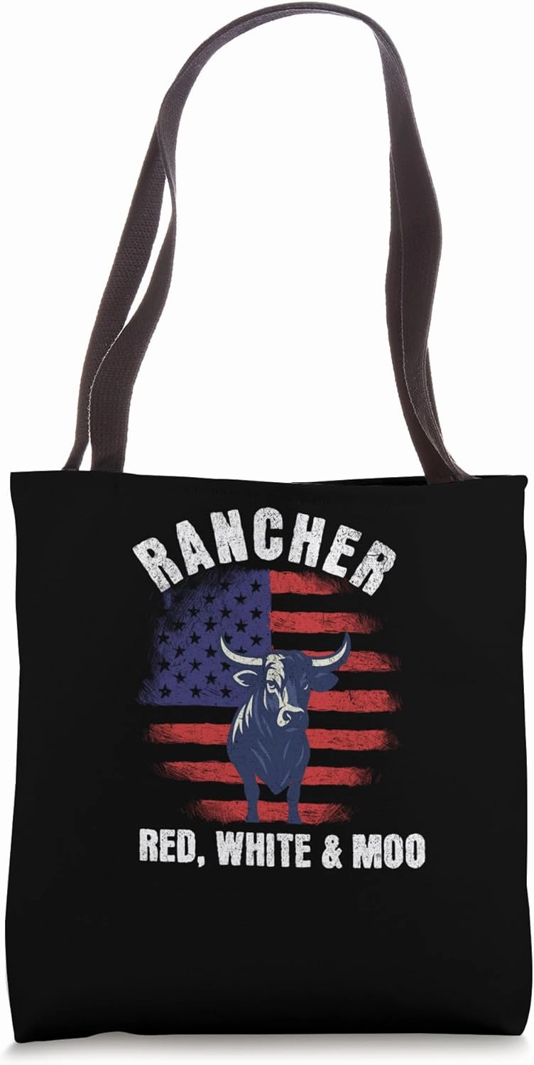 Patriotic Rancher Life "Red, White & Moo" Tote Bag