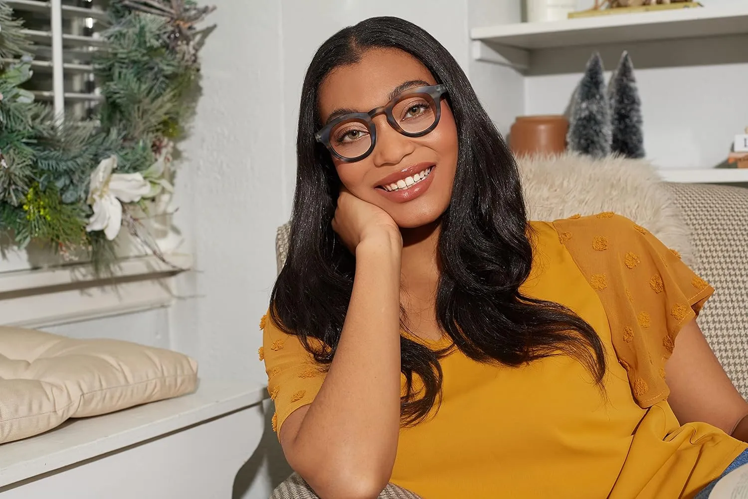 Peepers by PeeperSpecs Oprah's Favorite Women's Round Stardust Blue Light Blocking Reading Glasses and No Correction Eyewear