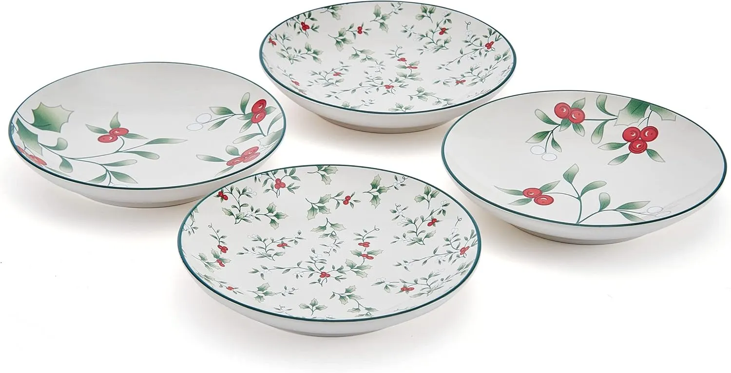 Pfaltzgraff Winterberry Holiday Set of 4 Assorted Appetizer Plates, 6 Inch, Multicolored