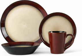 Pfaltzgraff Aria Red 16-Piece Stoneware Dinnerware Set, Service for 4 Black