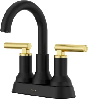 Pfister Capistrano Bathroom Sink Faucet, 4-Inch Centerset, 2-Handle, 3-Hole, Matte Black and Brushed Gold Finish, LF048CSOBBG