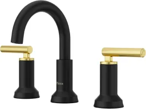 Pfister Capistrano Bathroom Sink Faucet, 8-Inch Widespread, 2-Handle, 3-Hole, Matte Black and Brushed Gold Finish, LF049CSOBBG