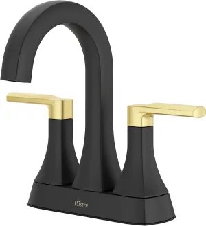 Pfister Vaneri Bathroom Sink Faucet, 4-Inch Centerset, 2-Handle, 3-Hole, Matte Black and Brushed Gold Finish, LF048VRIBBG