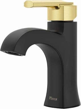 Pfister Vaneri Bathroom Sink Faucet, Single Control, 1-Handle, Single Hole, Matte Black and Brushed Gold Finish, LF042VRIBBG
