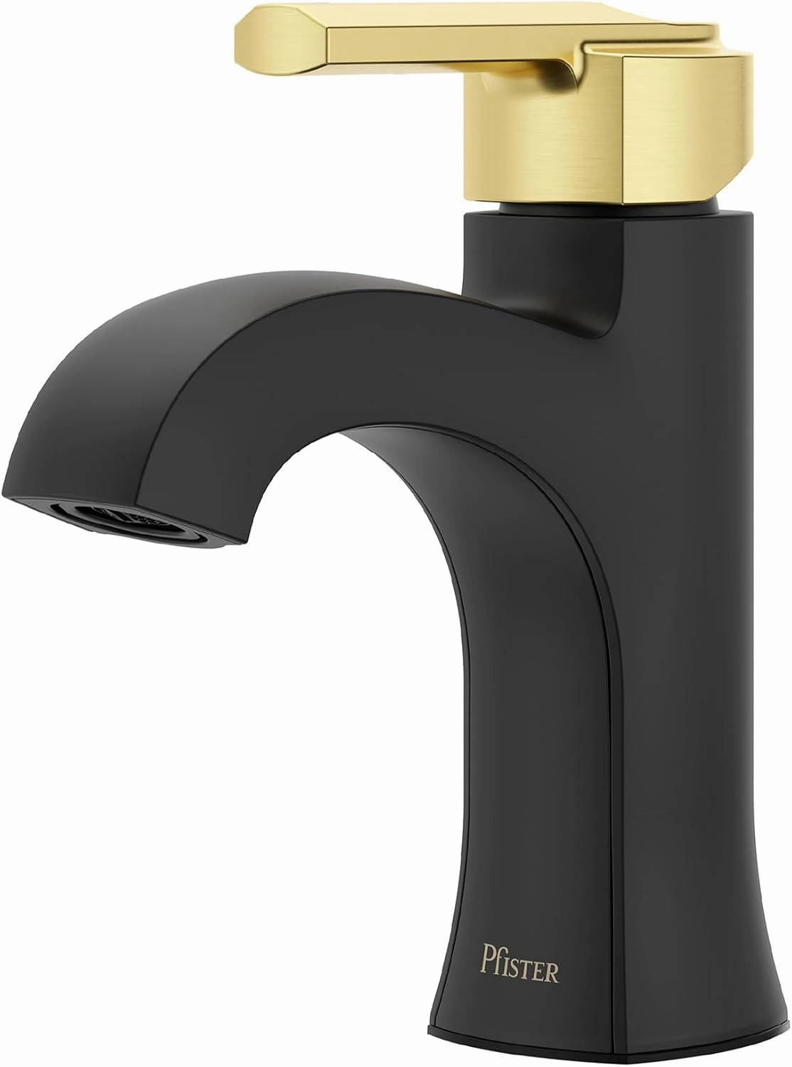 Pfister Vaneri Bathroom Sink Faucet, Single Control, 1-Handle, Single Hole, Matte Black and Brushed Gold Finish, LF042VRIBBG