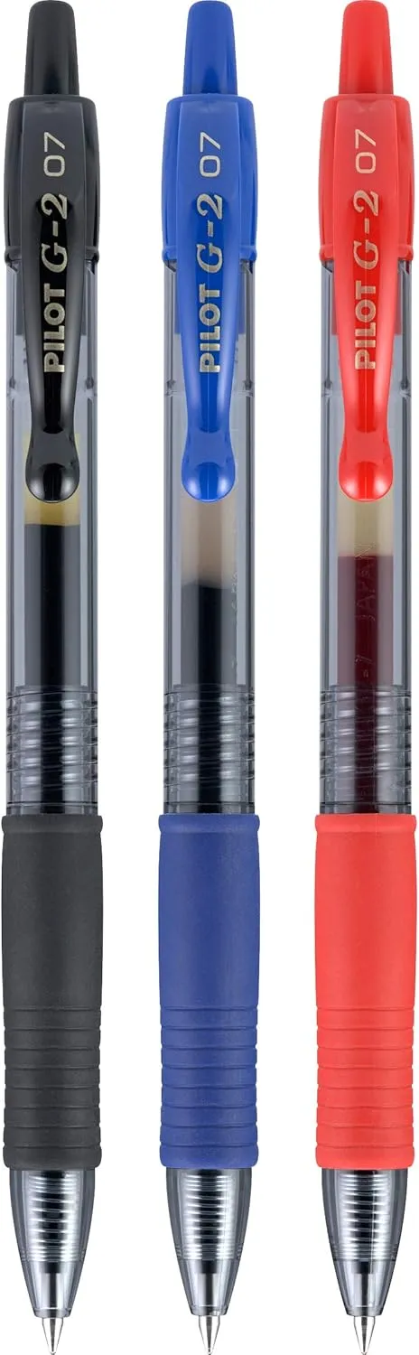 Pilot, G2 Premium Gel Roller Pens, Bold Point 1 mm, Tub of 36, Black, Blue, Red