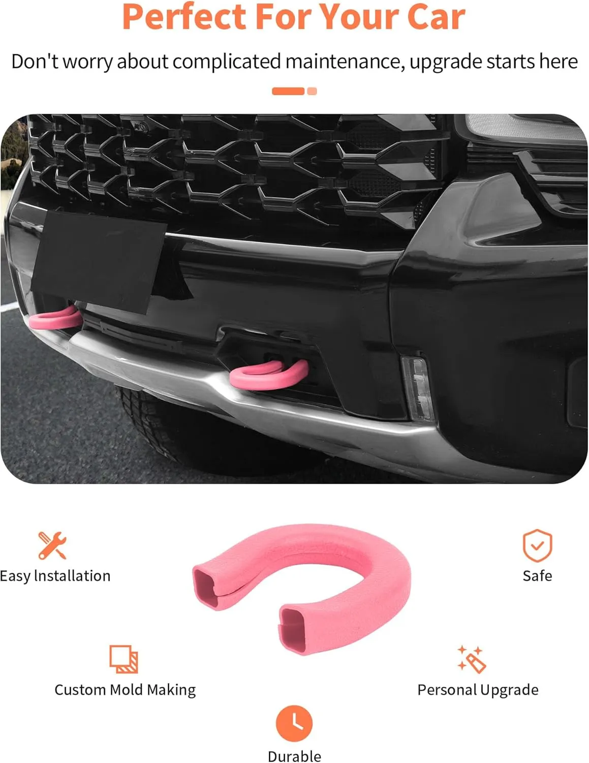 Pink Tow Hook Cover for Chevy Silverado GMC Sierra 2007-2025,Front Bumper Tow Hooks Rubber Protector Trim,Tow Trailer Hitch Receiver Cover Compatible with Chevrolet Silverado Accessories