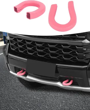 Pink Tow Hook Cover for Chevy Silverado GMC Sierra 2007-2025,Front Bumper Tow Hooks Rubber Protector Trim,Tow Trailer Hitch Receiver Cover Compatible with Chevrolet Silverado Accessories