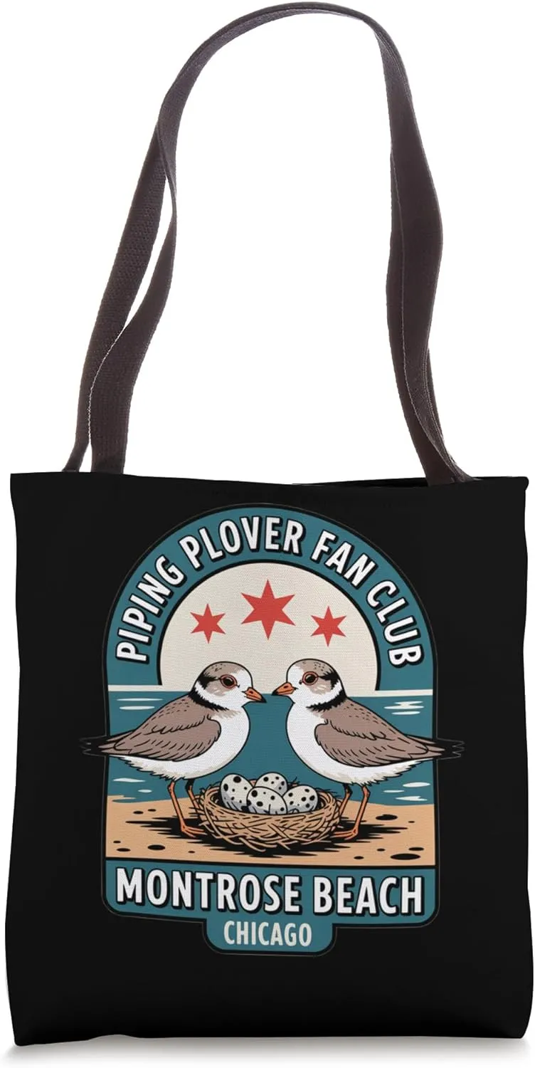 Piping Plover Fan Club - Montrose Beach Chicago Birds Tote Bag