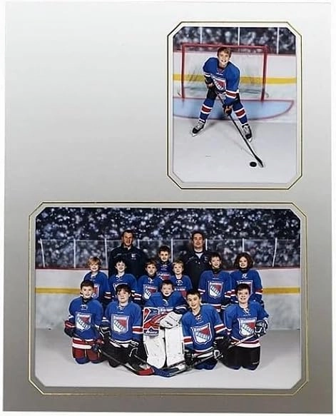 PLAIN GRAY w/Gold Borner MEMORYMATE cardstock 7x5/3.50x5 photo frame (sold in 10's) - 5x7, PTMGBVIS55P