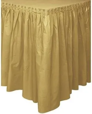 Pleated Plastic Table Skirt, Self Adhesive, 29" x 13' (Gold)