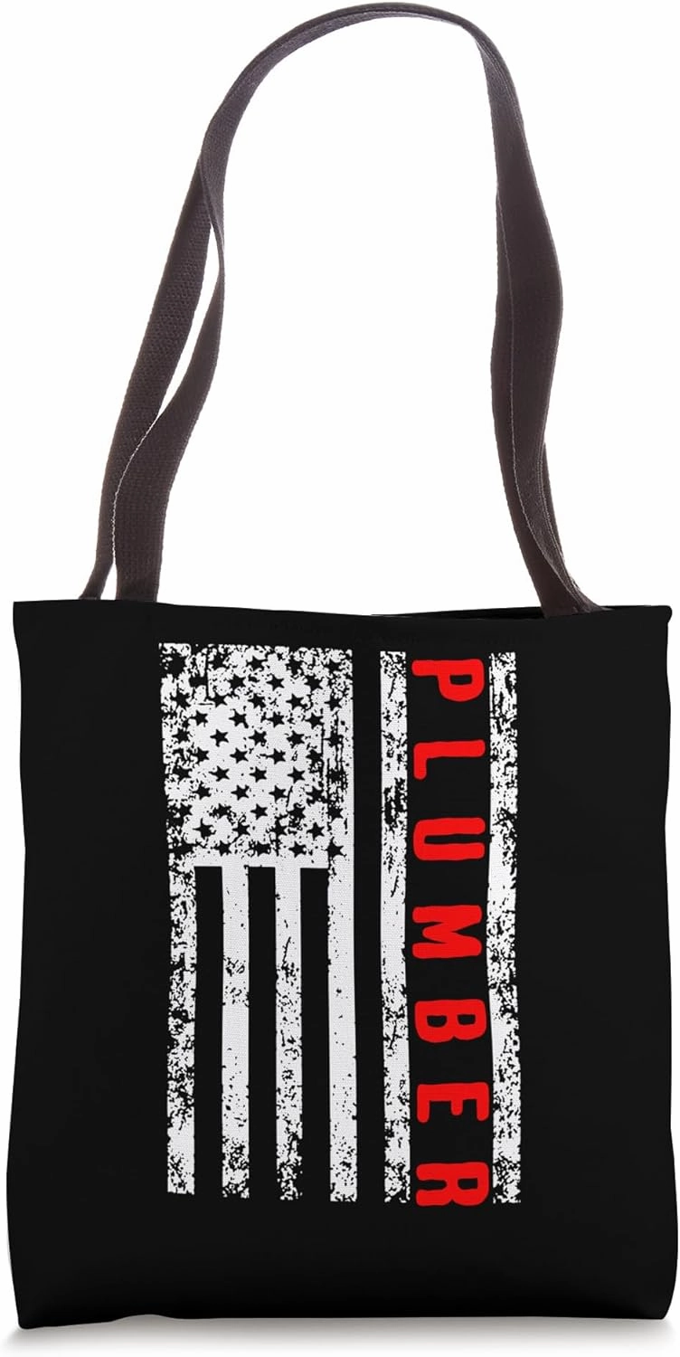 Plumber USA Flag Patriotic Plumbing Trade Pros Tote Bag