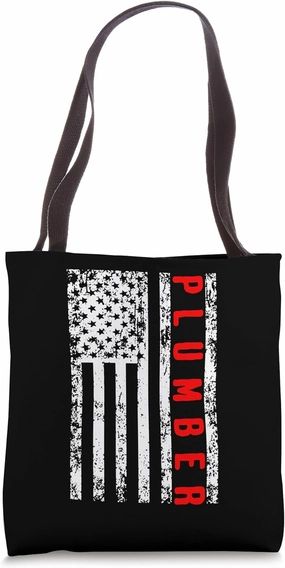 Plumber USA Flag Patriotic Plumbing Trade Pros Tote Bag