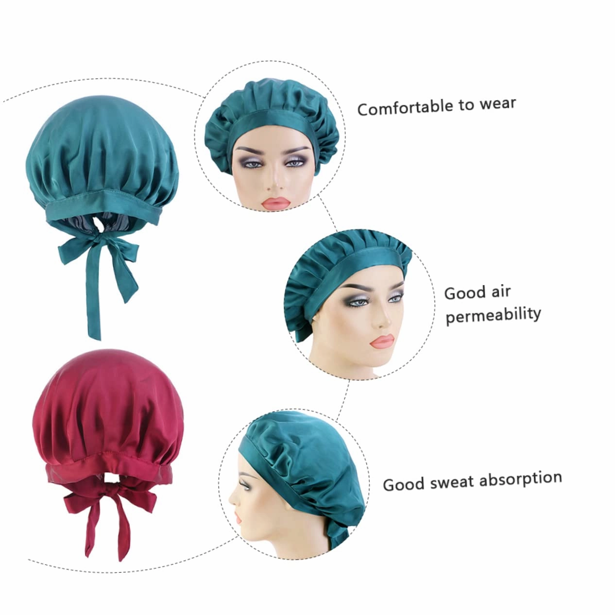 POPETPOP 4pcs Maternal Hair Care Sleep Hat for Pregnant Women Stylish Confinement Cap to Prevent Hair Knotting and Lock Moisture Comfortable Home Use Wine