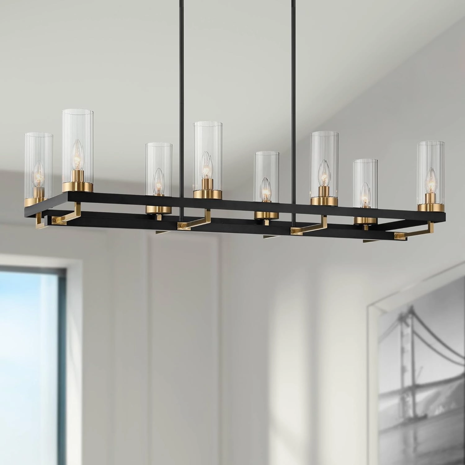 Possini Euro Design Gregory 39 1/4" W Black and Gold 8-Light Island Chandelier