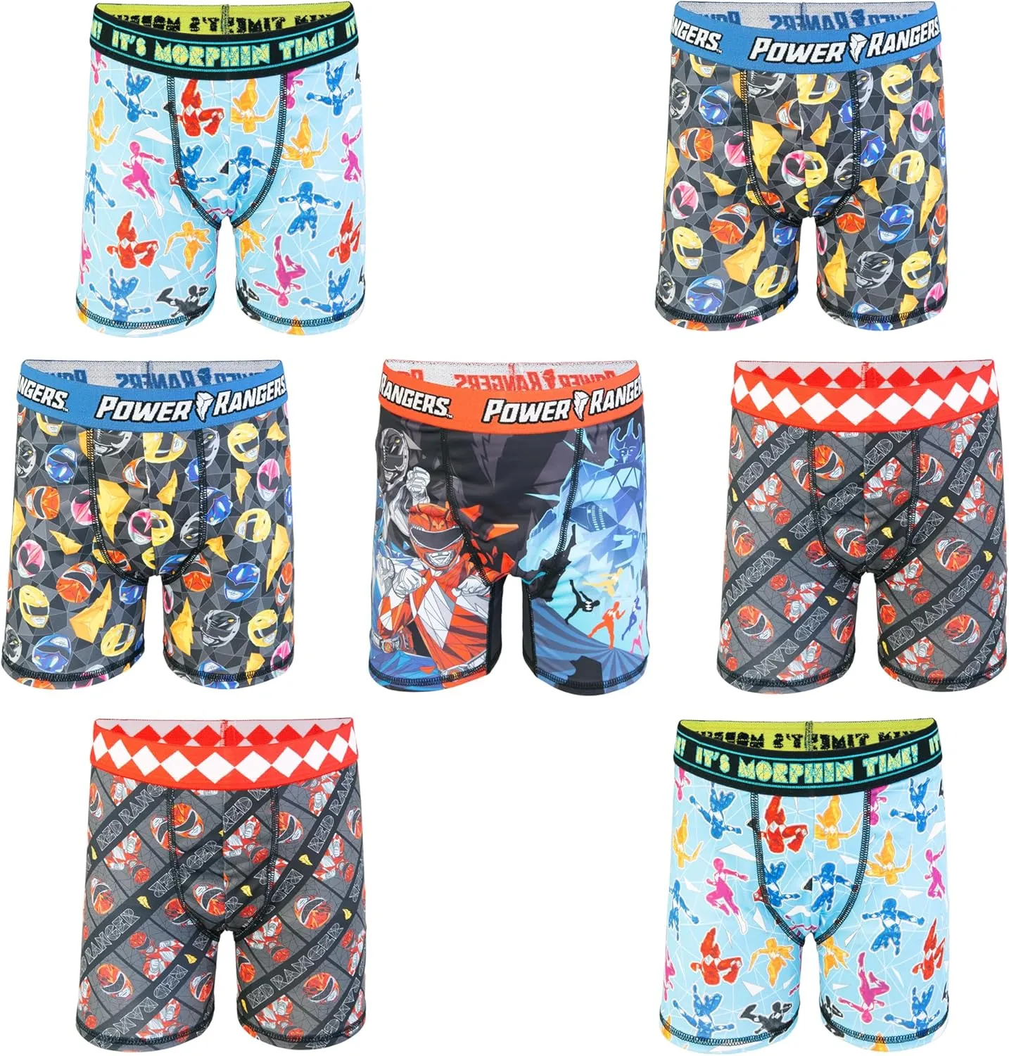 Power Rangers Boys' Amazon Exclusive 100% Cotton 5 Brief and 7-pk Athletic Boxerbrief in Sizes 2