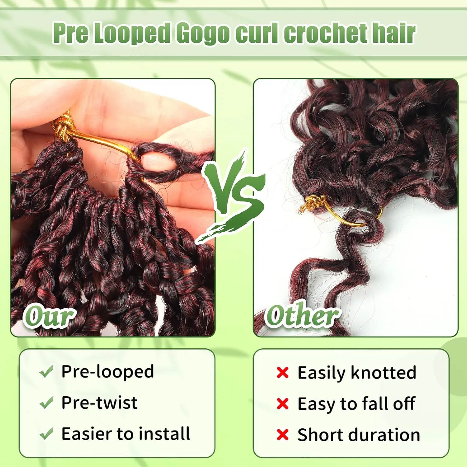 Pre Looped Gogo Curl Crochet Hair 8 Packs Pre Twisted Ocean Wave Goddess Box Braids Curly Water Wave Synthetic Braiding Hair For Black Women (TBUG, 10 Inch (Pack of 8))
