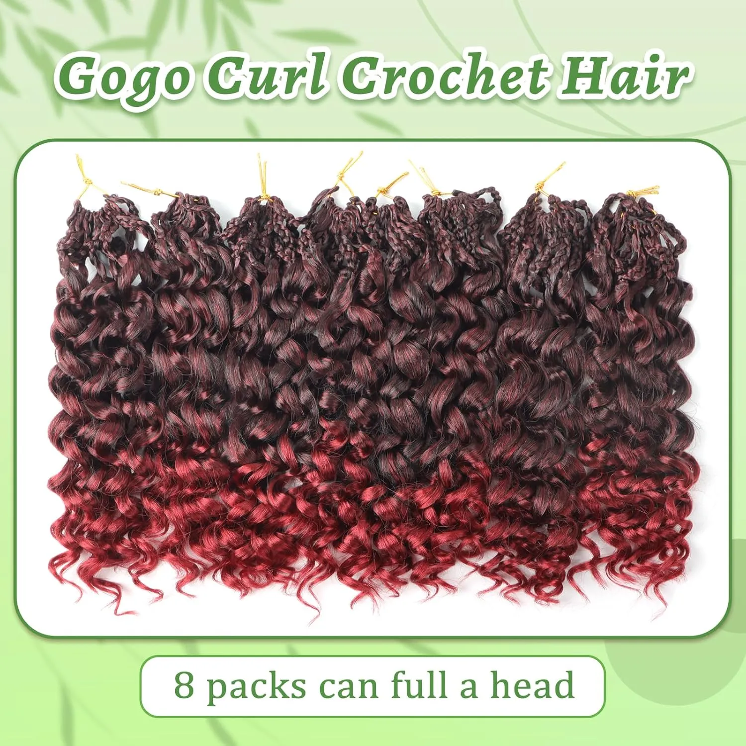 Pre Looped Gogo Curl Crochet Hair 8 Packs Pre Twisted Ocean Wave Goddess Box Braids Curly Water Wave Synthetic Braiding Hair For Black Women (TBUG, 10 Inch (Pack of 8))