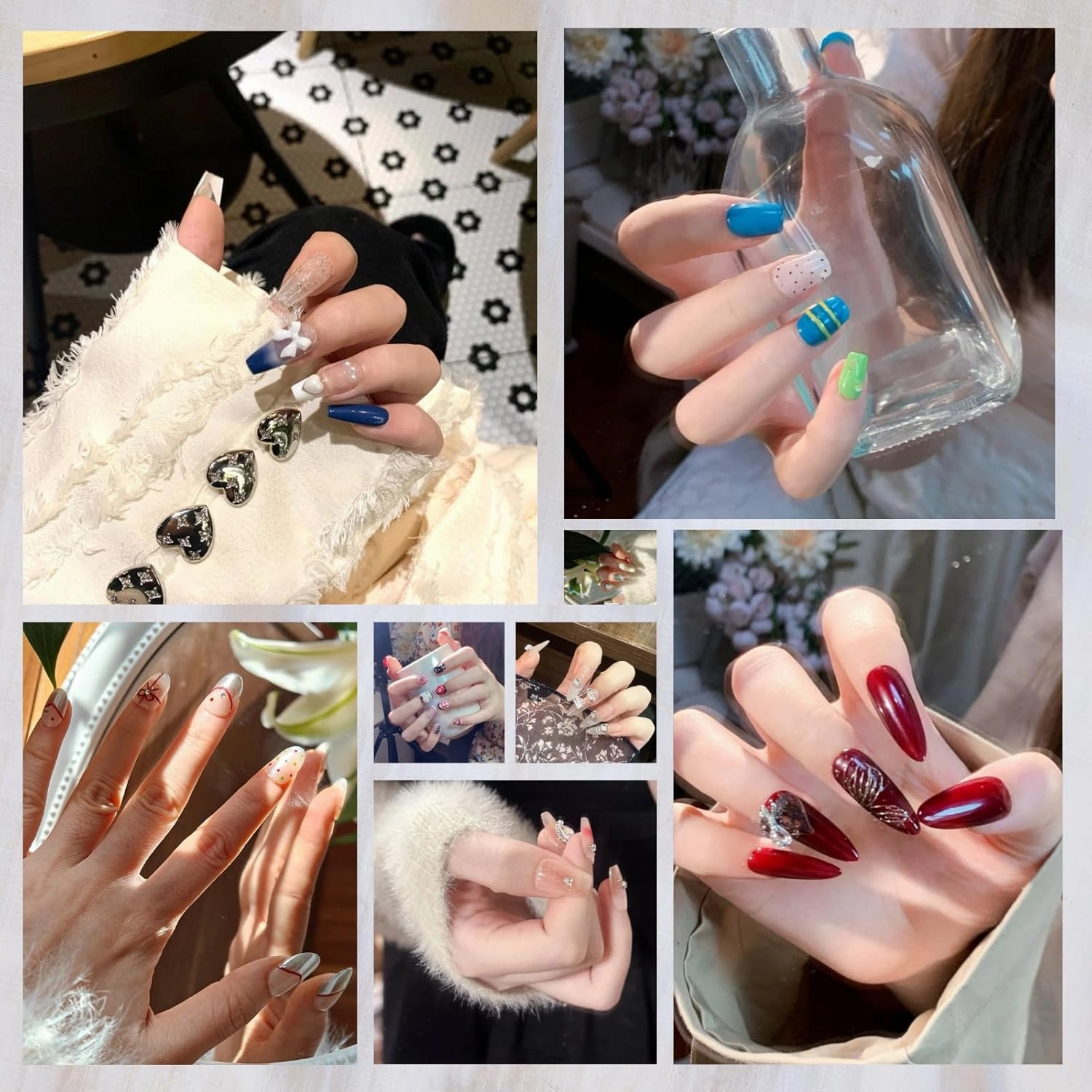 Press on Nails, Short ladder Fake Nails Translucent False Nails Large Pink Press on Nails for Women Girls Nail Art Decoration - Lagre
