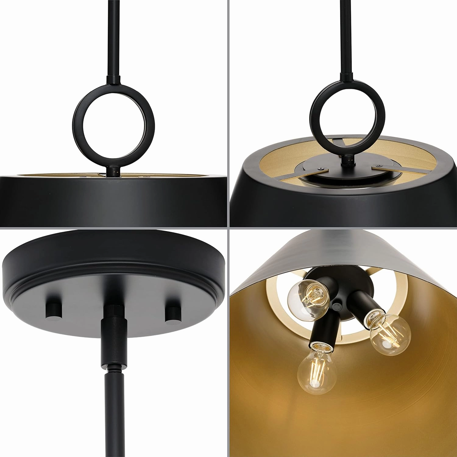 Progress Lighting Parkhurst Collection 18 in. 3-Light Matte Black Pendant