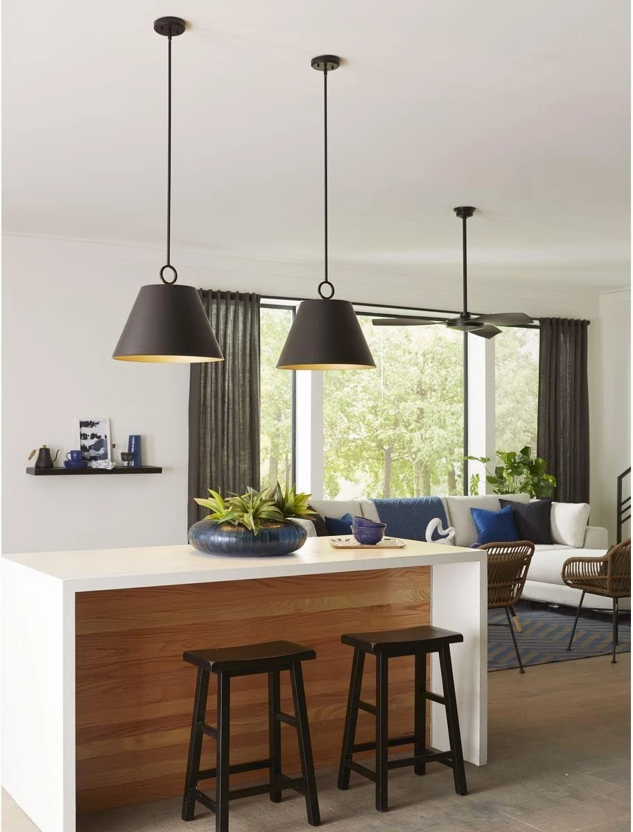 Progress Lighting Parkhurst Collection 18 in. 3-Light Matte Black Pendant