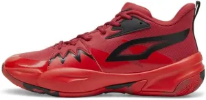 PUMA Men's Genetics Basketball Shoes, Black-for All Time Red, 14