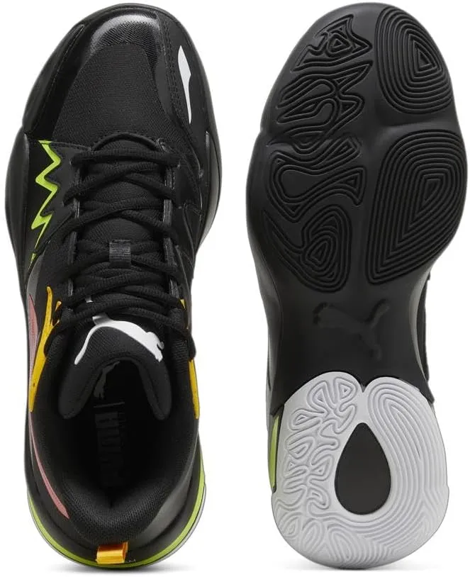 PUMA Men's Genetics Basketball Shoes, Black-for All Time Red, 14