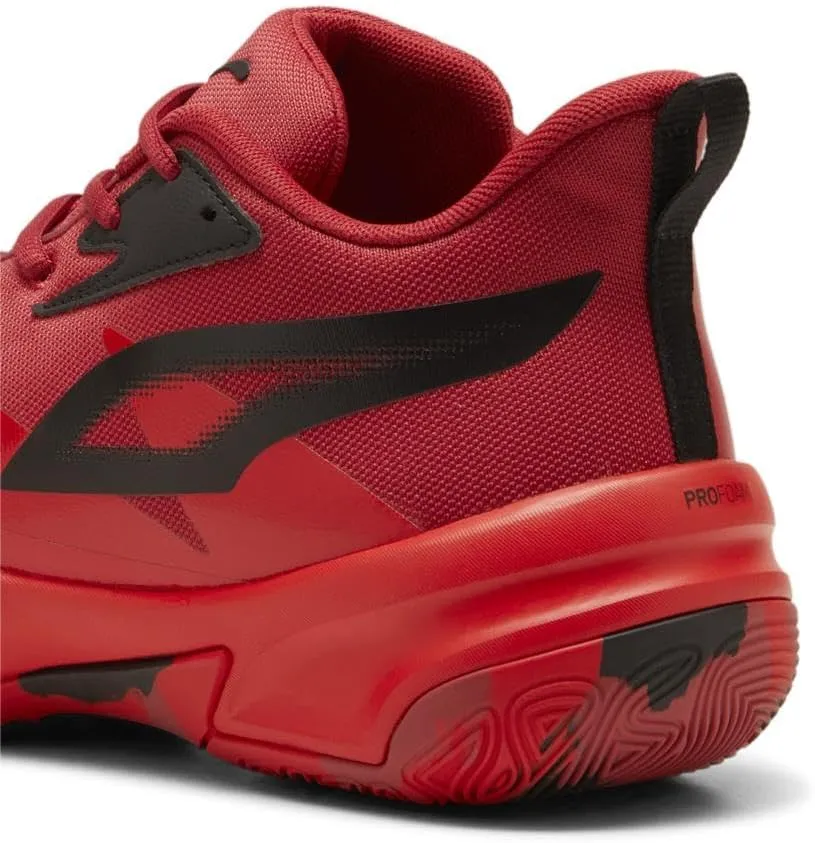 PUMA Men's Genetics Basketball Shoes, Black-for All Time Red, 14