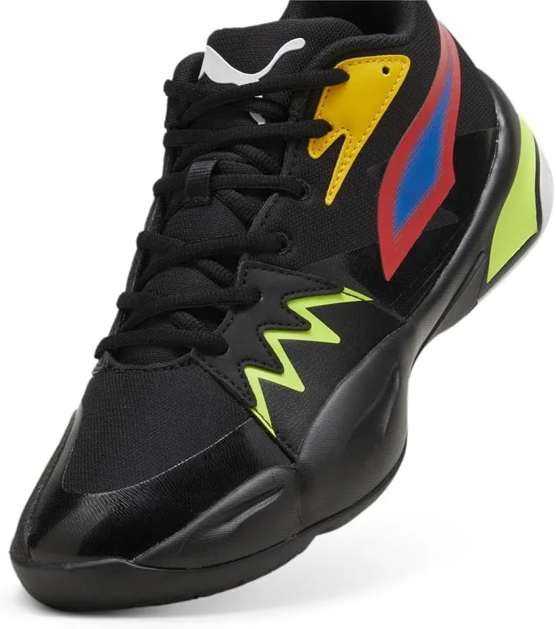 PUMA Men's Genetics Basketball Shoes, Black-for All Time Red, 14