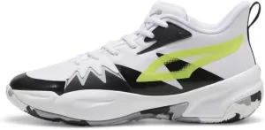 PUMA Men's Genetics Basketball Shoes, Black-for All Time Red, 14