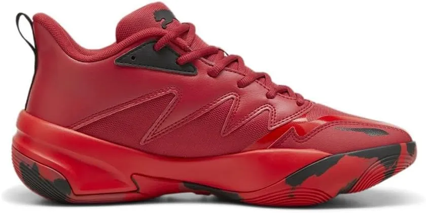 PUMA Men's Genetics Basketball Shoes, Black-for All Time Red, 14
