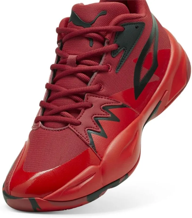 PUMA Men's Genetics Basketball Shoes, Black-for All Time Red, 14