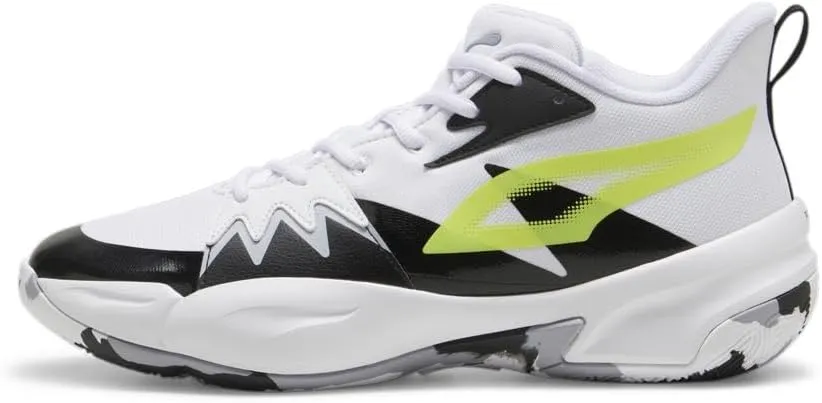 PUMA Men's Genetics Basketball Shoes, Black-for All Time Red, 14
