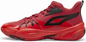 PUMA Men's Genetics Basketball Shoes, Black-for All Time Red, 14