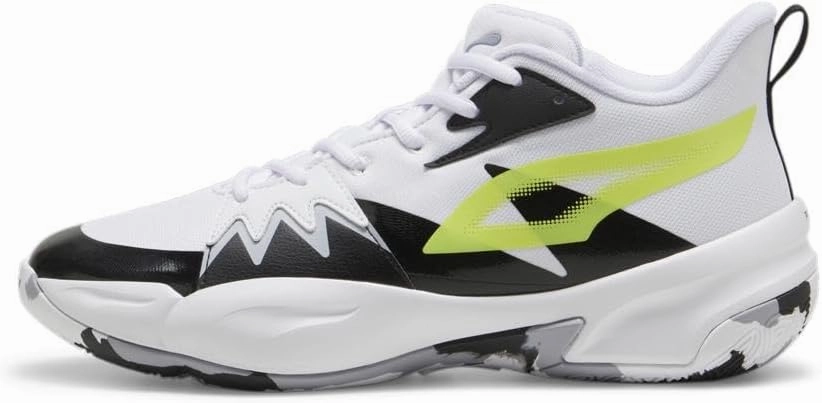 PUMA Men's Genetics Basketball Shoes, Black-for All Time Red, 14
