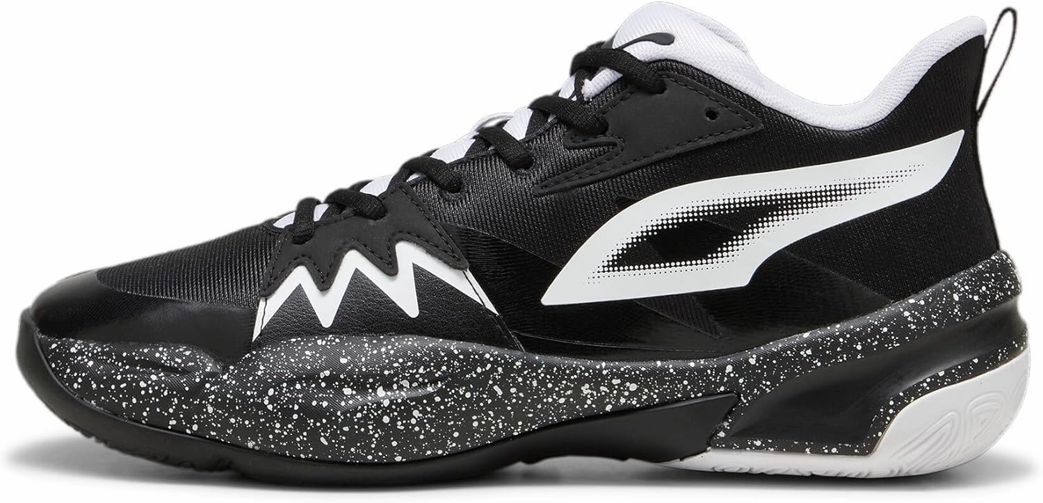 PUMA Men's Genetics Basketball Shoes, Black-for All Time Red, 14