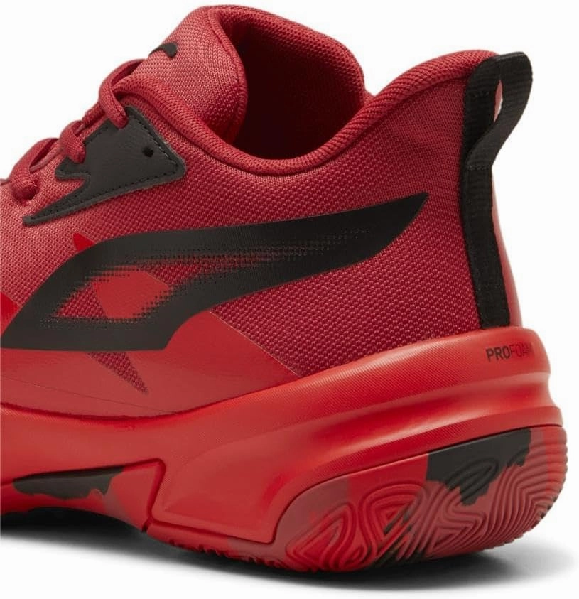 PUMA Men's Genetics Basketball Shoes, Black-for All Time Red, 14
